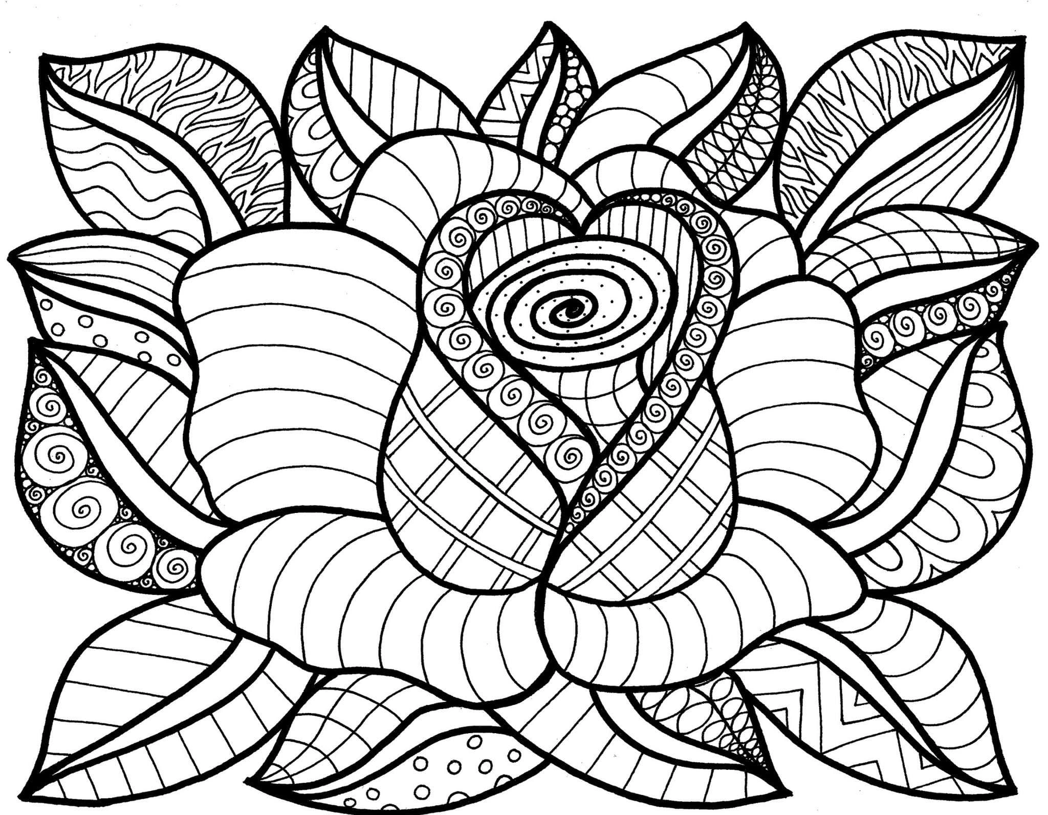 Spring rose anti-stress coloring page